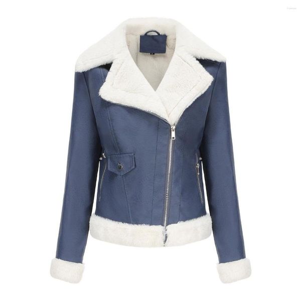 Frauen Leder Winter Jacken Für Frauen 2023 Faux Jacke Braun Schwarz Blau Mantel Frauen Warme Kleidung Abrigo Mujer Jaqueta feminina