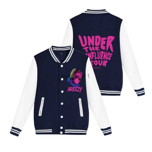 Jaquetas masculinas Chris Brown Uniforme de beisebol jaqueta na moda moletom streetwear homem mulheres unisex jaqueta casual vestir harajuku rapper l230925