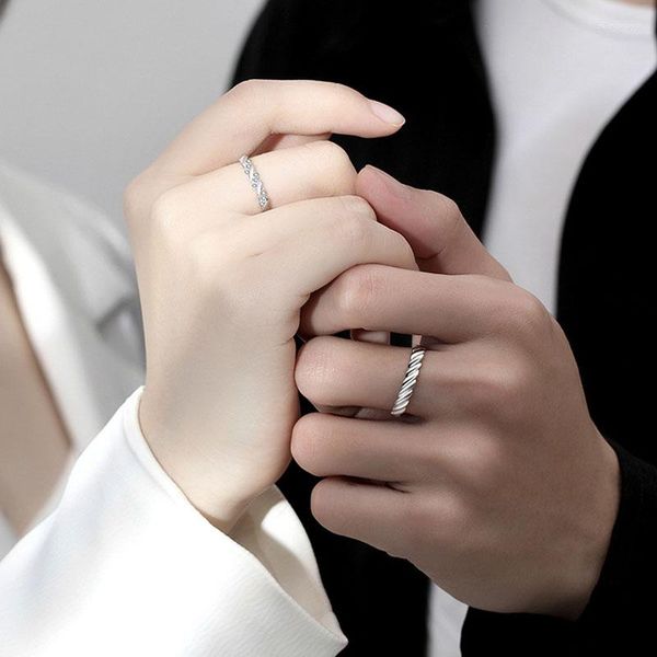 Anéis de Cluster S925 SilverCouple Set Forever Endless Love Anel de Casamento para Mulheres Homens Charme Dia dos Namorados Jóias