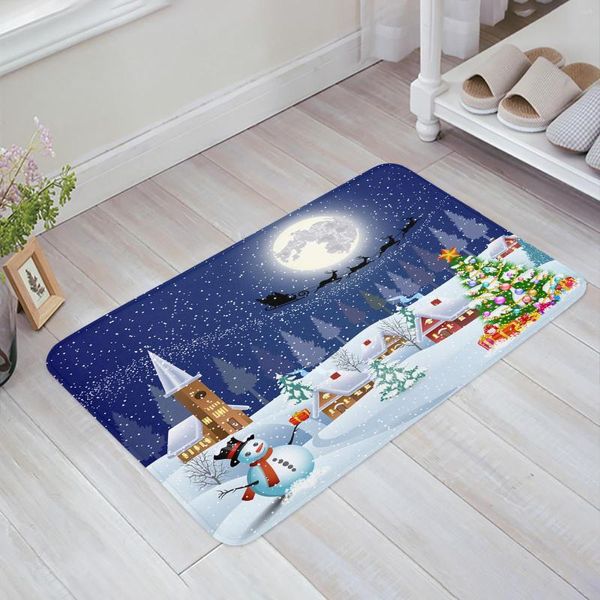 Teppiche Frohe Weihnachten Schnee Winter Mond Teppich Wohnzimmer Bereich Teppich Bodenmatte Nachttisch Flur Fußmatte Kinder Schlafzimmer Home Dekoration