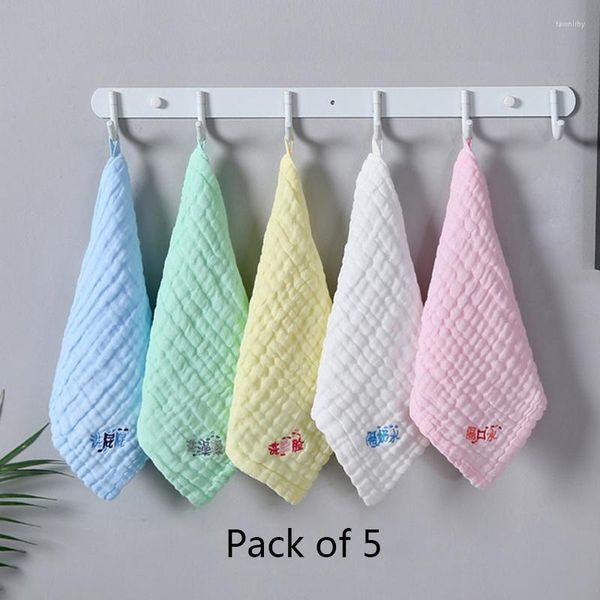 Papillon 5 pezzi Asciugamano per neonato Fazzoletto in cotone a sei strati Bavaglino per lavare il viso Bagno per bambini 30 30 cm