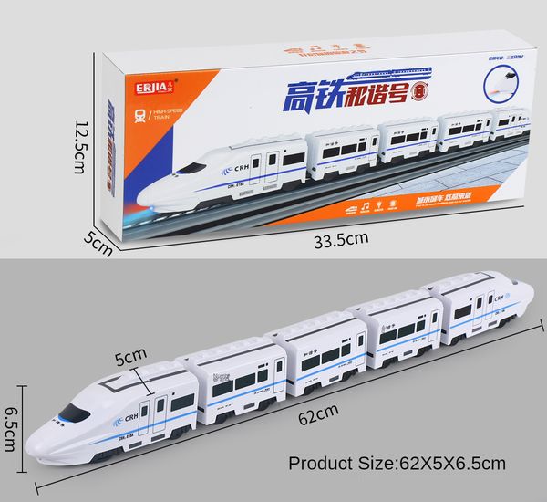 ElectricRC Track Elektrischer Universal-Harmony-Zug, nicht ferngesteuertes Fahrzeugspielzeug, das Hochgeschwindigkeits-Eisenbahn-Motorfahrzeugmodell simuliert, Geschenk für Baby 230925