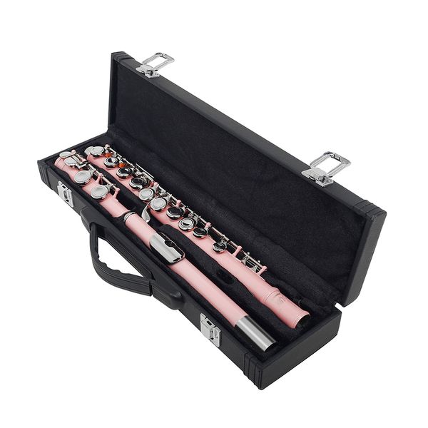 Flauta de 16 furos com furo fechado chave C rosa instrumento de sopro de flauta profissional