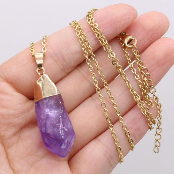 Anhänger Halsketten 5 stücke Großhandel Reiki Heilung Naturstein Raue Amethyst Halskette Für Frauen Schmuck Mode Charme Geschenk