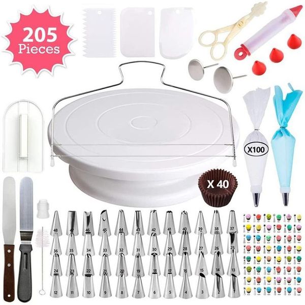 Backen Formen Düse Spritzbeutel Set Liefert Sets Kuchen Drehscheibe Dekorieren Tools Kit Rotary Große Menge Tisch Werkzeug