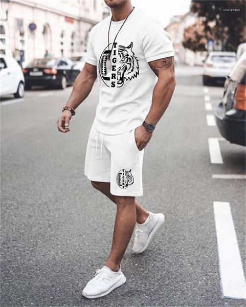 Tute da uomo T-shirt in tinta unita Set Abbigliamento casual maschile Abbigliamento sportivo Camicia da strada in due pezzi Taglie forti Abiti comodi