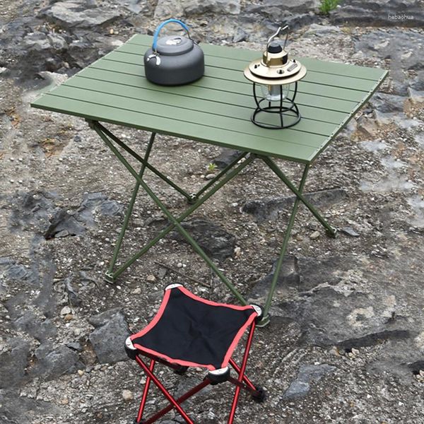 Camp Furniture Tourist Egg Roll Tisch Camping Küche Angeln Aluminium Ultraleichte tragbare Außenterrasse Klapp- und Stühle Set Gear