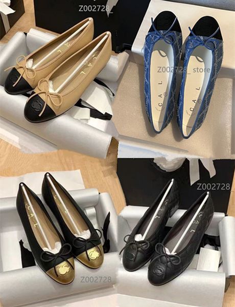 Designerschuhe Paris Channel Brand Schuhe Luxus Designer Black Ballet Flat Schuhe Frauen gesteppte Leder Ballett Schuhe Luxus runde Kopf Frauenkleid Schuhe