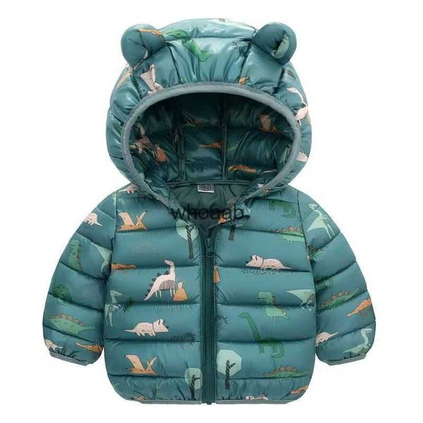 Piumino 1-5 anni Giacca invernale per ragazzi Stampe di dinosauro Mantieni caldo Cappotto da principessa Cerniera con cappuccio Capispalla per bambini Regalo di compleanno Nuovi vestiti per bambini YQ230925 YQ230925