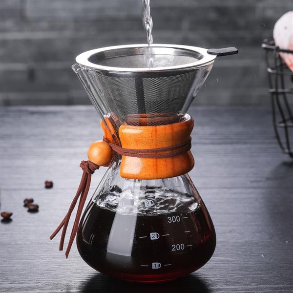 400ml 600ml 800ml cafeteira de vidro resistente cafeteira máquina de café expresso com filtro de aço inoxidável pote cl200920204b