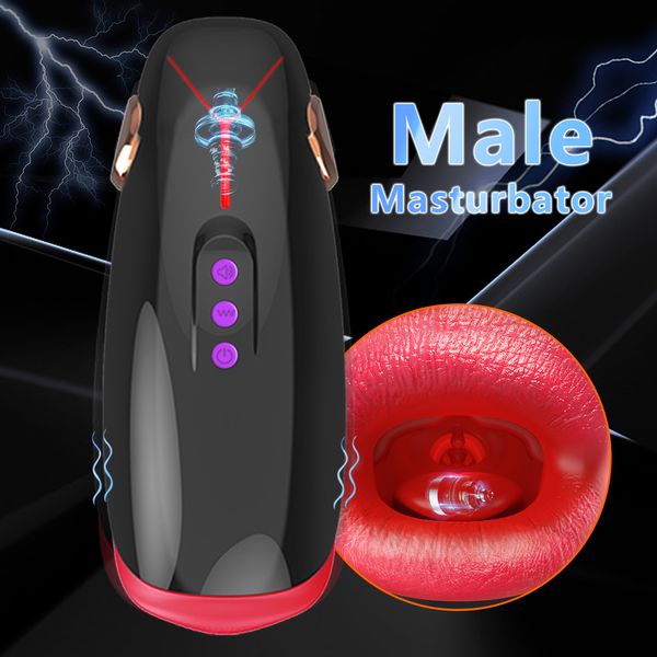 Masturbatori Masturbatore maschile automatico per uomo Vibrazione Gola profonda Pompino Masturbazione Coppa Macchina del sesso Giocattoli per adulti Pene 230925