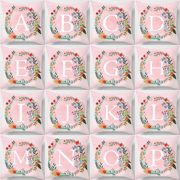 Kissen Houspace Polyester Pfirsichhaut rosa Hintergrund 26 englische Buchstaben für Heimdekoration Sofa Auto dekorative Geschenkhülle