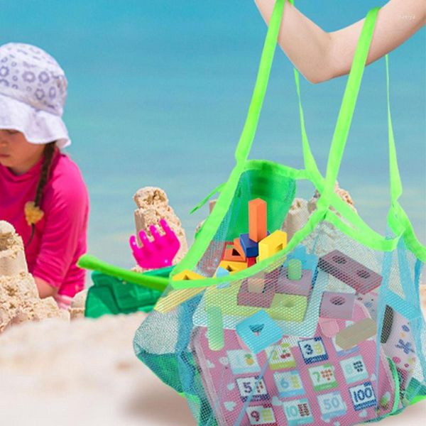 Borse portaoggetti Borsa da spiaggia in rete da 2 pezzi di alta qualità con tracolla Organizer pieghevole multiuso per gli elementi essenziali del sole in sabbia