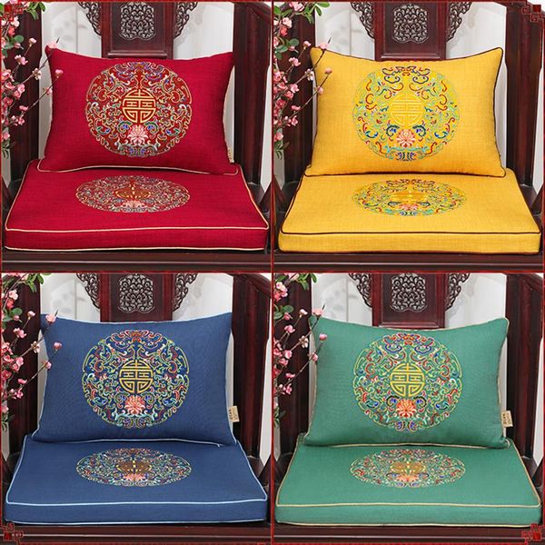 Luxus Ethnische Feine Stickerei Glücklich Sofa Stuhl Sitzkissen Baumwolle Leinen Chinesischen Stil Lendenkissen High-End Dicke Dekorative Cus265H