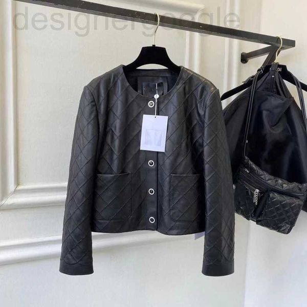 Damen-Pelz-Imitat-Designer, klassische Damen-Designer-Jacken, Westen, Rock, schwarz, Rundhalsausschnitt, echtes Leder, modische Jacke, Outdoor-Motorrad-Biker-Mantel