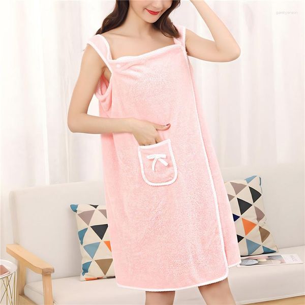 Mulheres sleepwear weirdo outono toalha de banho casa mulheres wearable absorver água coral lã cabelo seco saia estilo longo banheiro lavável