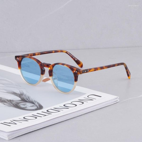 Occhiali da sole piccola round per donne acetato vintage retrò polarizzato 2023 occhiali da sole designer di lusso da donna occhiali da sole