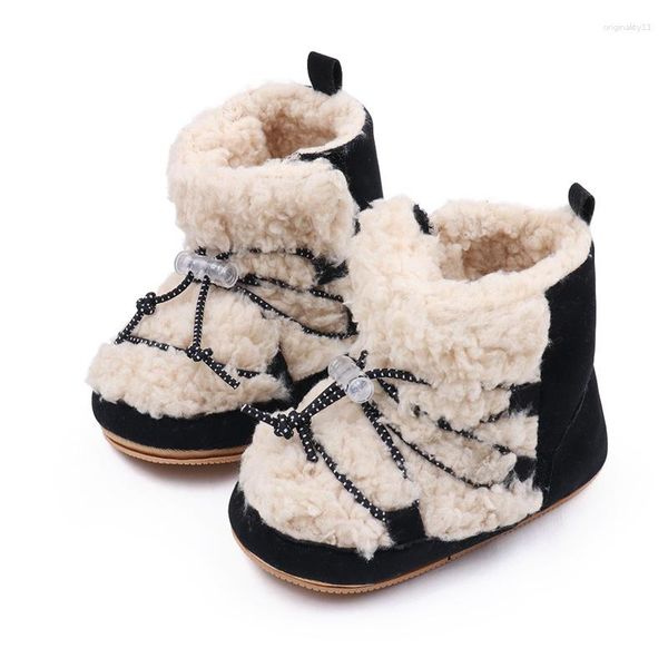 Botas BeQeuewll Nascidas Meninas Neve Coral Fleece Inverno Bonito Tornozelo Quente Bebê Caminhando Sapatos para Criança Infantil