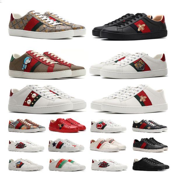 Scarpe da design di lusso a piedi Mens Womens Italia Bee Ace Casual Shoe White Flats White in pelle Zapato Rosso Rosso Sneaker ricamato da ginnastica ricamato