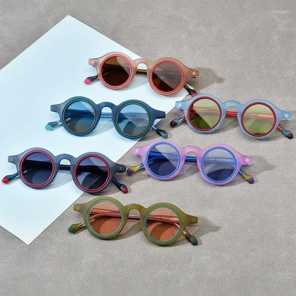 Occhiali da sole di alta qualità fatti a mano giapponesi in acetato opaco vintage UV400 uomo donna occhiali da sole rotondi retrò occhiali da uomo