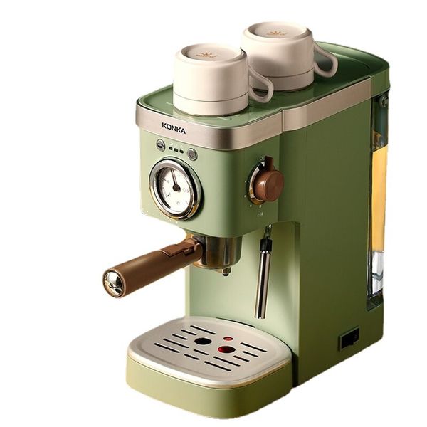 Konka máquina de café italiana retro verde leite espumante máquina de café em pó cápsula espresso fazer bebidas de café maquina de café