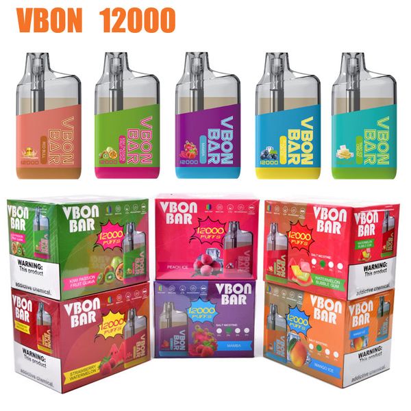 VBON 12000 12K Puflar Elektronik Sigara Tek Kullanımlık E-Sigara Vape Kalem Cihaz Şarj edilebilir Pil Pil Doldurulmuş Vape Eşya Bobini