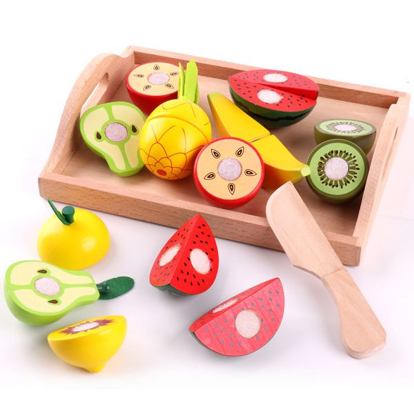 Cucine Gioca Cibo Simulazione per bambini Cucina Finta Giocattolo Taglio in legno Magnetico Frutta Verdura Set Montessori Educativo Bambini Kid 230925