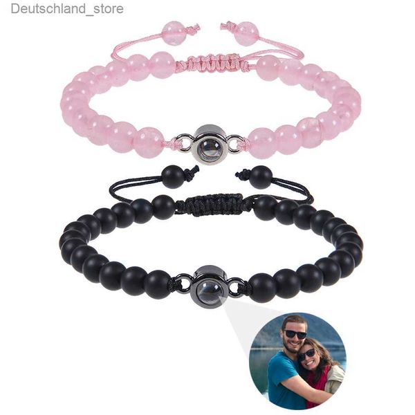 Braccialetti con ciondoli Bracciale con foto personalizzato Bracciale con proiezione fotografica personalizzata Braccialetti con perline con immagine all'interno Lingue Regalo commemorativo Q230925