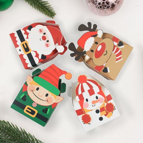 Geschenkpapier 4 teile/los Elch Elfin Weihnachten Karton Verpackung Box Für Weihnachten Navidad Festival Liefert Jahr Gefälligkeiten Papier Boxen