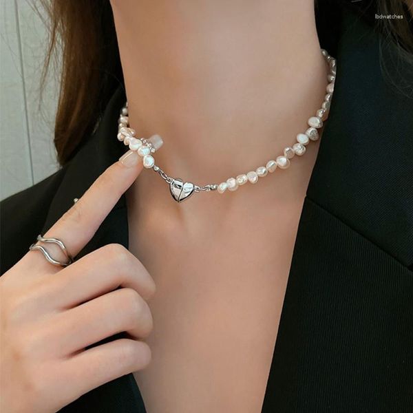 Anhänger Halsketten Liebe Magnetische Schlüsselbein Kette Koreanische Perle Choker Halskette Für Frauen Mädchen Schmuck Braut Hochzeit Geschenke Zubehör