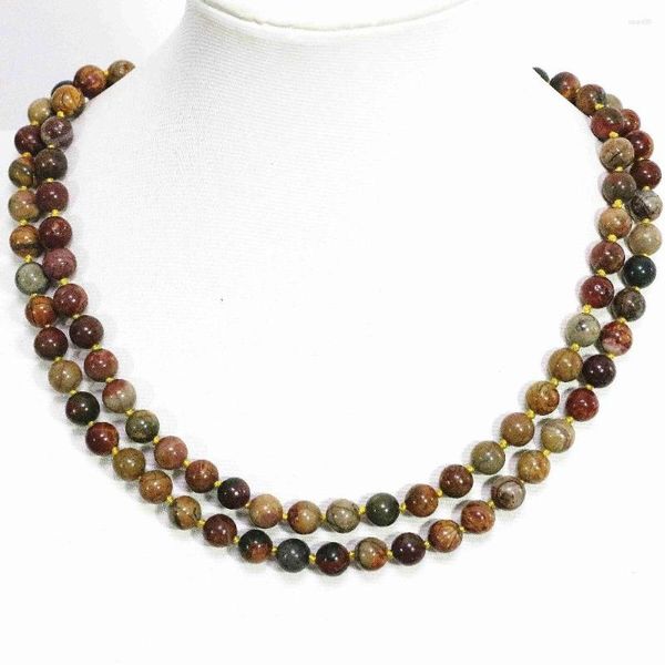 Catene Vintage Multicolor Picasso Pietra naturale Perline rotonde Collana 8 10 12mm Catena di gioielli di alta qualità da 32 pollici