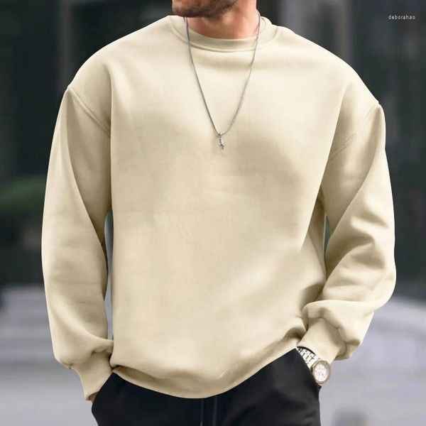 Hoodies masculinos outono/inverno moda esportes lazer manga longa marca grande sólido camisola resistente