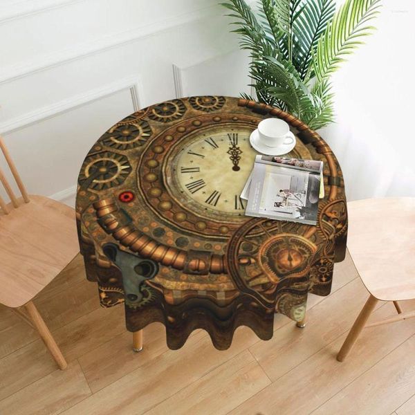 Toalha de mesa Steampunk Design Maravilhoso Clockwork Vintage Elegante Capa Piquenique Protetor Personalizado Poliéster