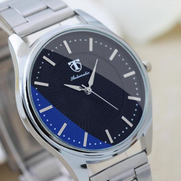 Relógios de pulso de luxo japão marca relógios de quartzo masculino azul anjo mundo cronógrafo pulso negócios casual aço pulseira relógio relógio