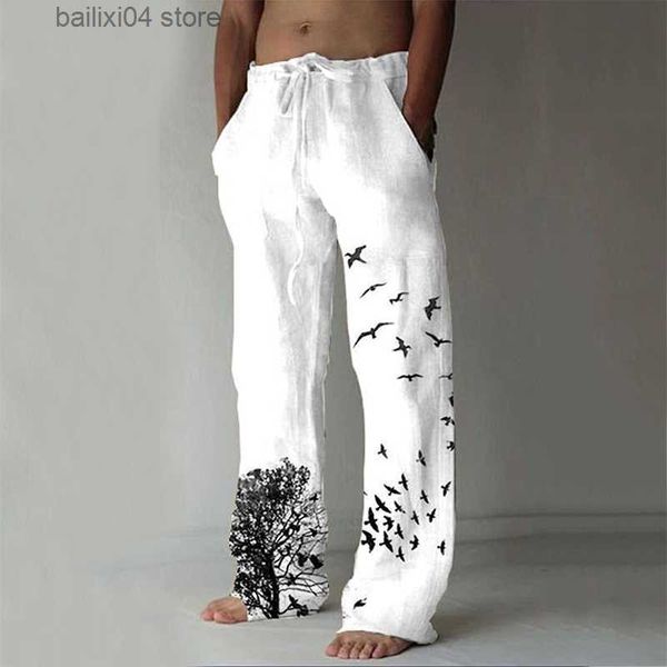 Pantaloni da uomo 2023 pantaloni casual in cotone con stampa etnica uomo Hip Hop elastico in vita pantaloni larghi con coulisse larghi pantaloni di alta qualità T230925