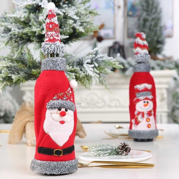 Outros suprimentos de festa de evento Natal garrafa de vinho cobre saco feriado papai noel champanhe capa vermelho feliz decorações de mesa para casa 230923