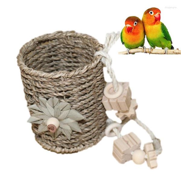 Outros suprimentos de pássaros ninho artesanal papagaio tecido à mão para reprodução de casas respiráveis escritórios varandas e árvores