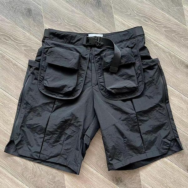 Shorts masculinos versátil bolso whoisjacov carga e mulheres de alta qualidade multi-bolso cinto oversized calças homem macacão