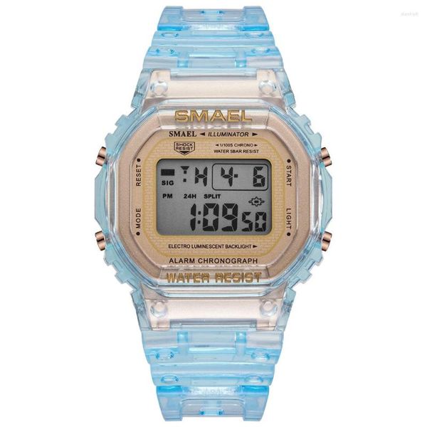 Наручные часы SMAEL подростковые модные цифровые часы женские водонепроницаемые с подсветкой многофункциональные студенческие наручные часы со светодиодным циферблатом женские часы
