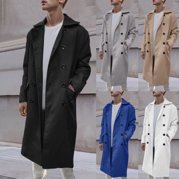 Jaquetas masculinas outono e inverno longo blusão casaco de lã masculino casual elegante quente outwear tendência masculino oversize