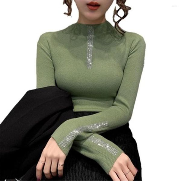 Kadın Sweaters 2023 Kadın Belvek Kazak Kazak iç çamaşırı Sonbahar Kış Moda Rhinestone Külotu