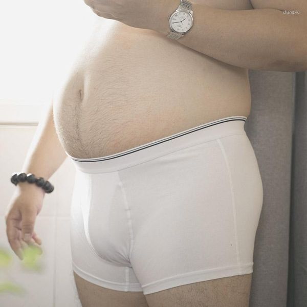 Cuecas masculinas de algodão macio briefs sexy lingerie plus size grande shorts gordinhos anti desgaste perna correndo roupa interior de fitness