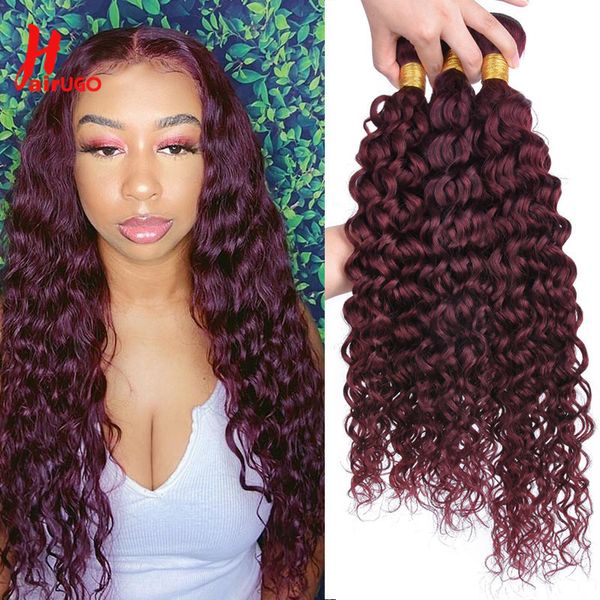 Hair Bulks HairUGo Malaysian 99J Water Wave Bundles Ombre 1 3 4 Bundle Human Extensions Red Weaving 230923