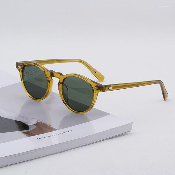 Occhiali da sole 47 Taglia Designer Uomo Donna Vintage Lenti sfumate Occhiali da vista in acetato Gregory Peck Occhiali retrò marrone chiaro OV5186