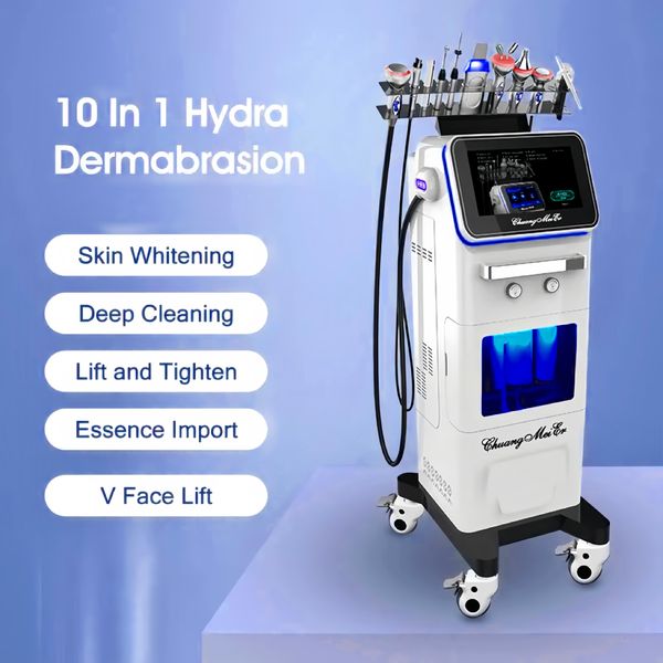 Neues trendiges Hautpflege-Pigmententfernungssystem 10-in-1-Ultraschall-RF-Tiefenreinigungs-Hydra-Dermabrasion-Peeling-Maschine