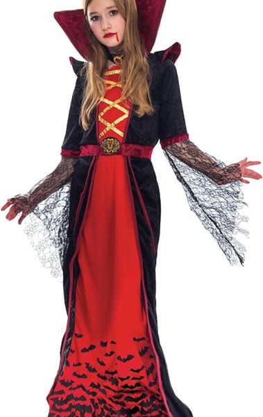 Kızlar için Kraliyet Vampir Kostümü Deluxe Set Cadılar Bayramı Gotik Victorian Vampiress Kraliçe Giydirme Partisi Cadılar Bayramı Kostümleri