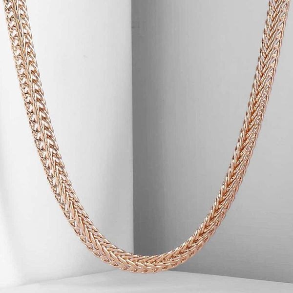 Catene da 5 mm Girls Womens Necklace Chain 585 Rose Gold Color Foestail Link Gioielli moda 20 pollici 24 pollici CN01