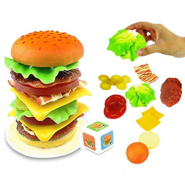 Küchen spielen Essen Simulation Hamburger kreatives Stapelspiel vorgeben montiert lustige Party Gleichgewichtstraining Kinder Lernspielzeug 230925