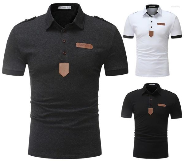 Herren Polos Sommermode Persönlichkeit Europäisches Kurzarm Poloshirt Epaulet Revers Casual T-Shirt