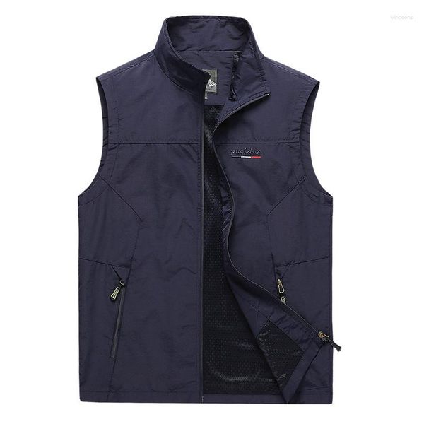 Gilet da uomo Primavera Estate Gilet da uomo sottile Solido Giacca casual impermeabile antivento Senza maniche Plus Size 6XL Gilet da uomo Outwear